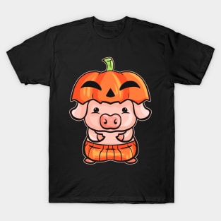 Little Pink Pig dresses as a Pumpkin for Halloween T-Shirt